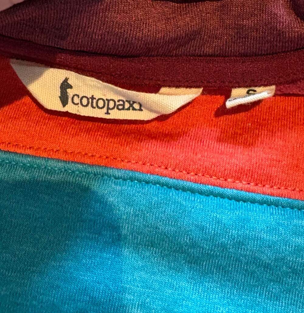 Cotopaxi Bandera Crew Sweatshirt Burgundy Teal Red Colorblock Pullover Small - Picture 4 of 4